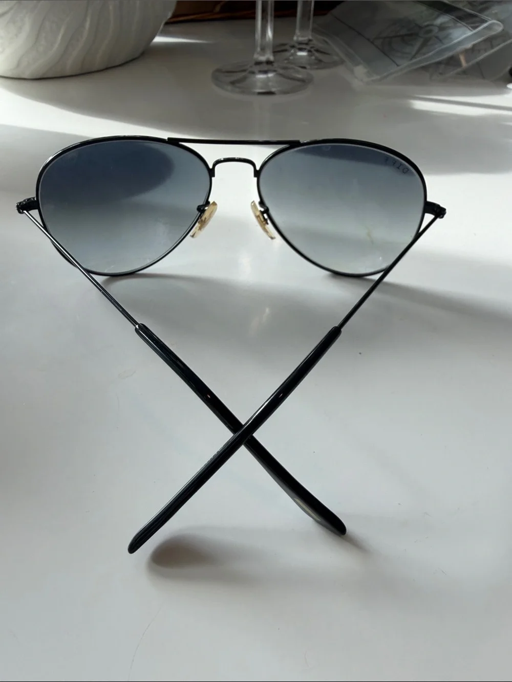DIFF Aviator Sunglasses - Black Frame with Gray Lenses